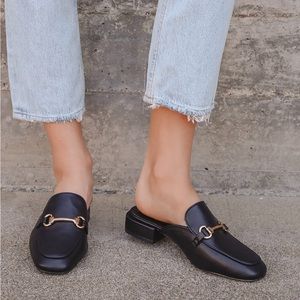 Lulu’s Slide On Black Loafers Size 8